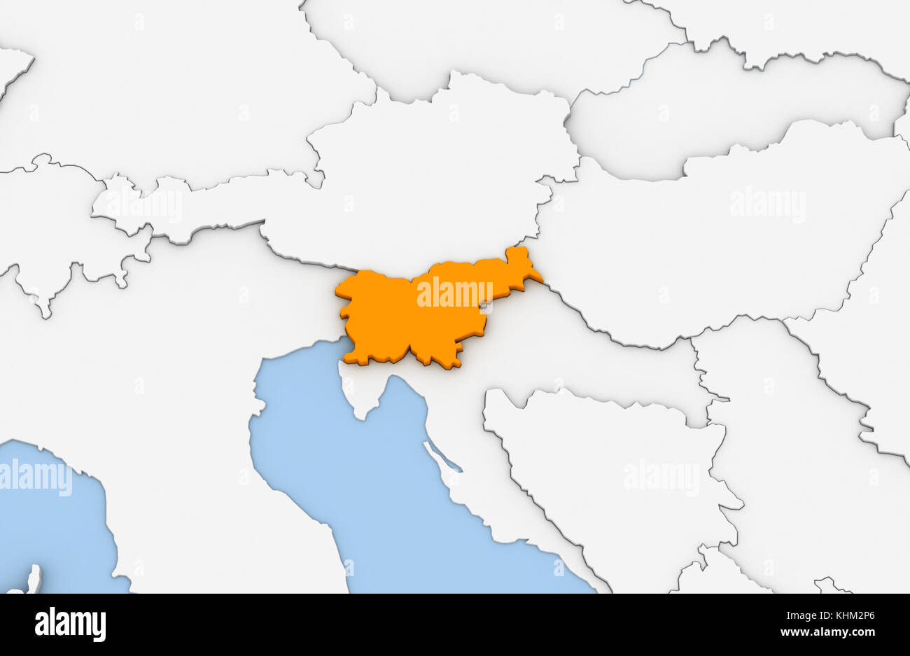 3d render of abstract map of Slovenia highlighted in orange color Stock ...
