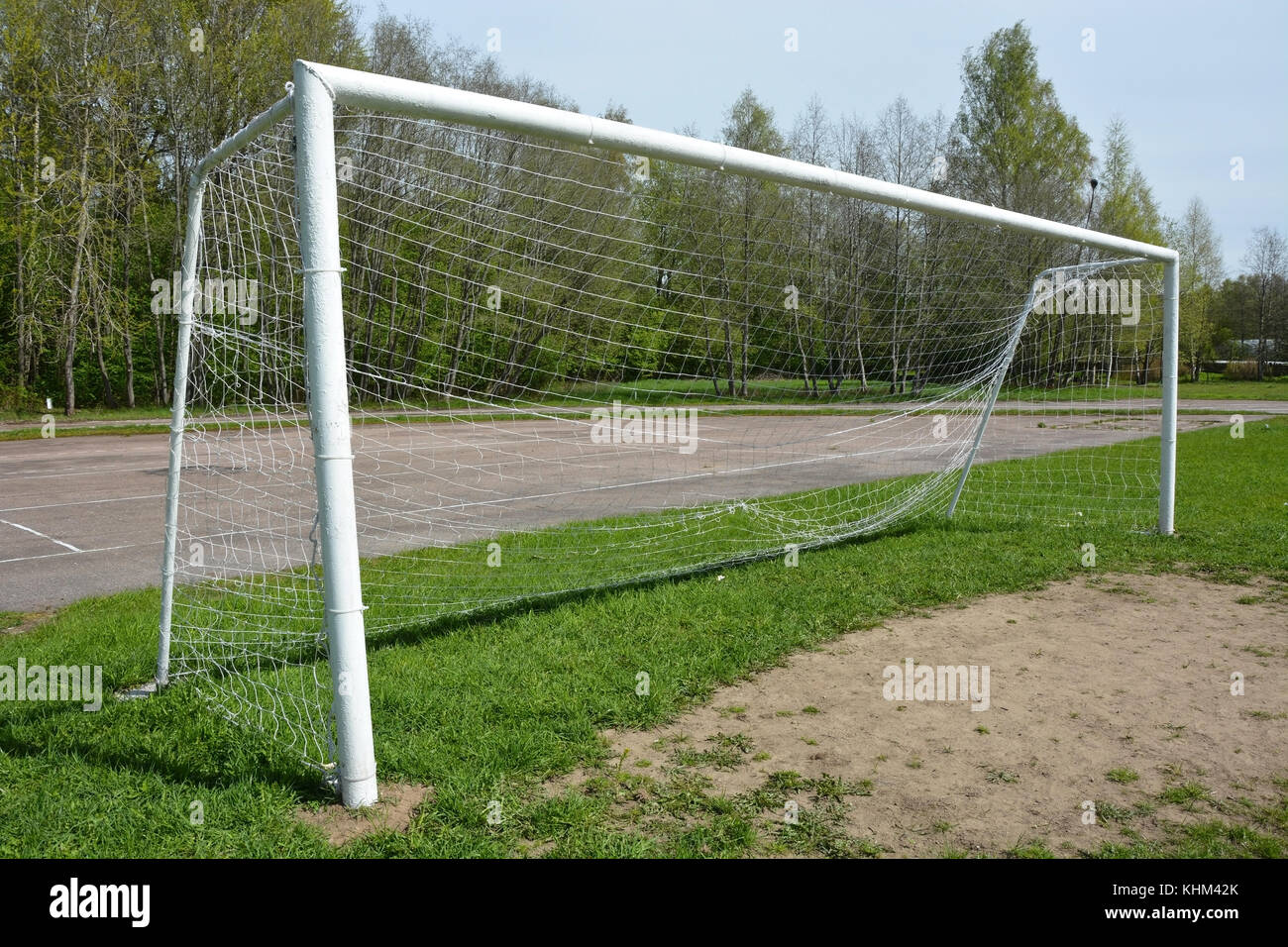Soccer goal outdoor at the sunny day Stock Photo Alamy