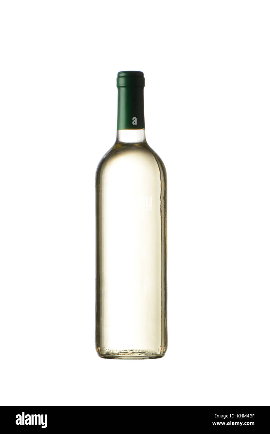 Bottle of white wine on white background Stock Photo Alamy