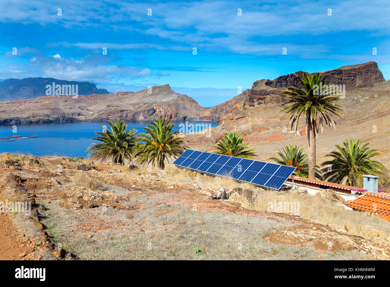 Solar panels powering a house at Sao Lourenco (Casa do Sardinha, Madeira, Portugal) Stock Photo
