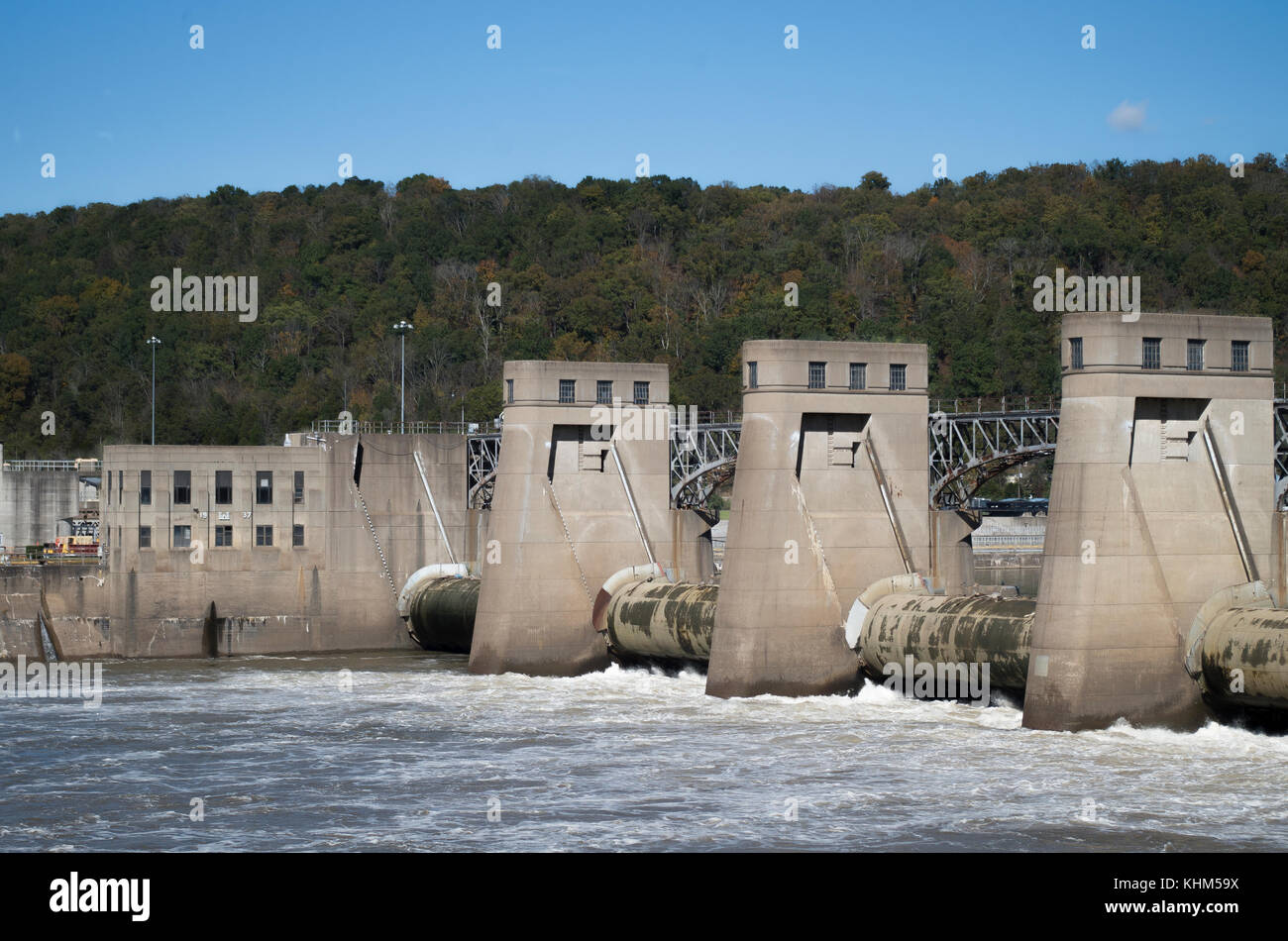 Eleanor west virginia locks and dam in front of a mountain view Stock Photo