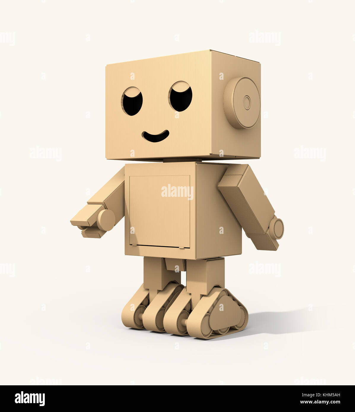 Cute Cardboard Robot isolated on warm gray background. 3D rendering image  Stock Photo - Alamy