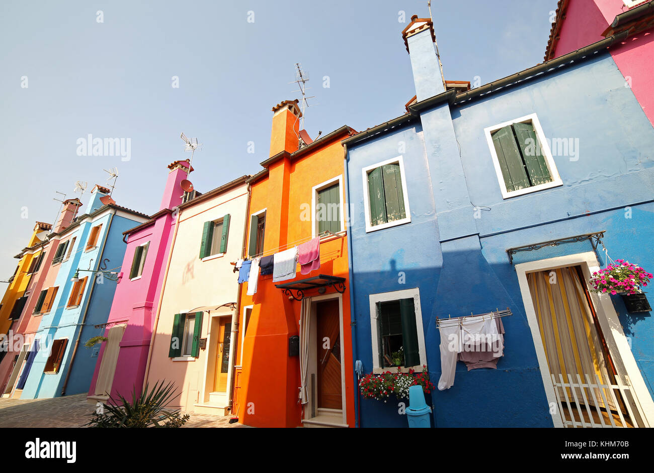 exterior of the colorful houses of the old town of Burano island near VENICE in Italy Stock Photo