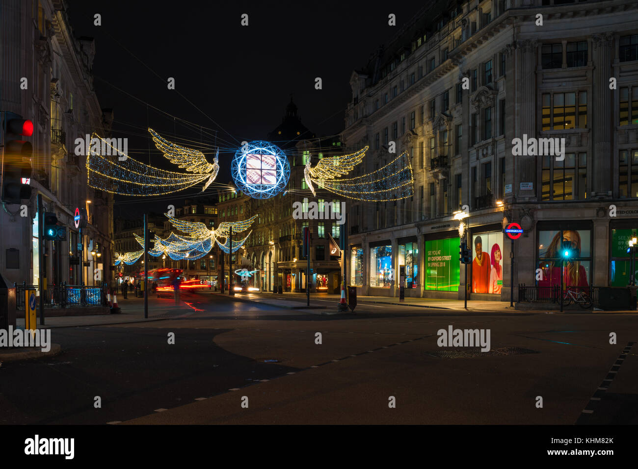 LONDON NOVEMBER 18, 2017 Christmas lights on Oxford Circus, London