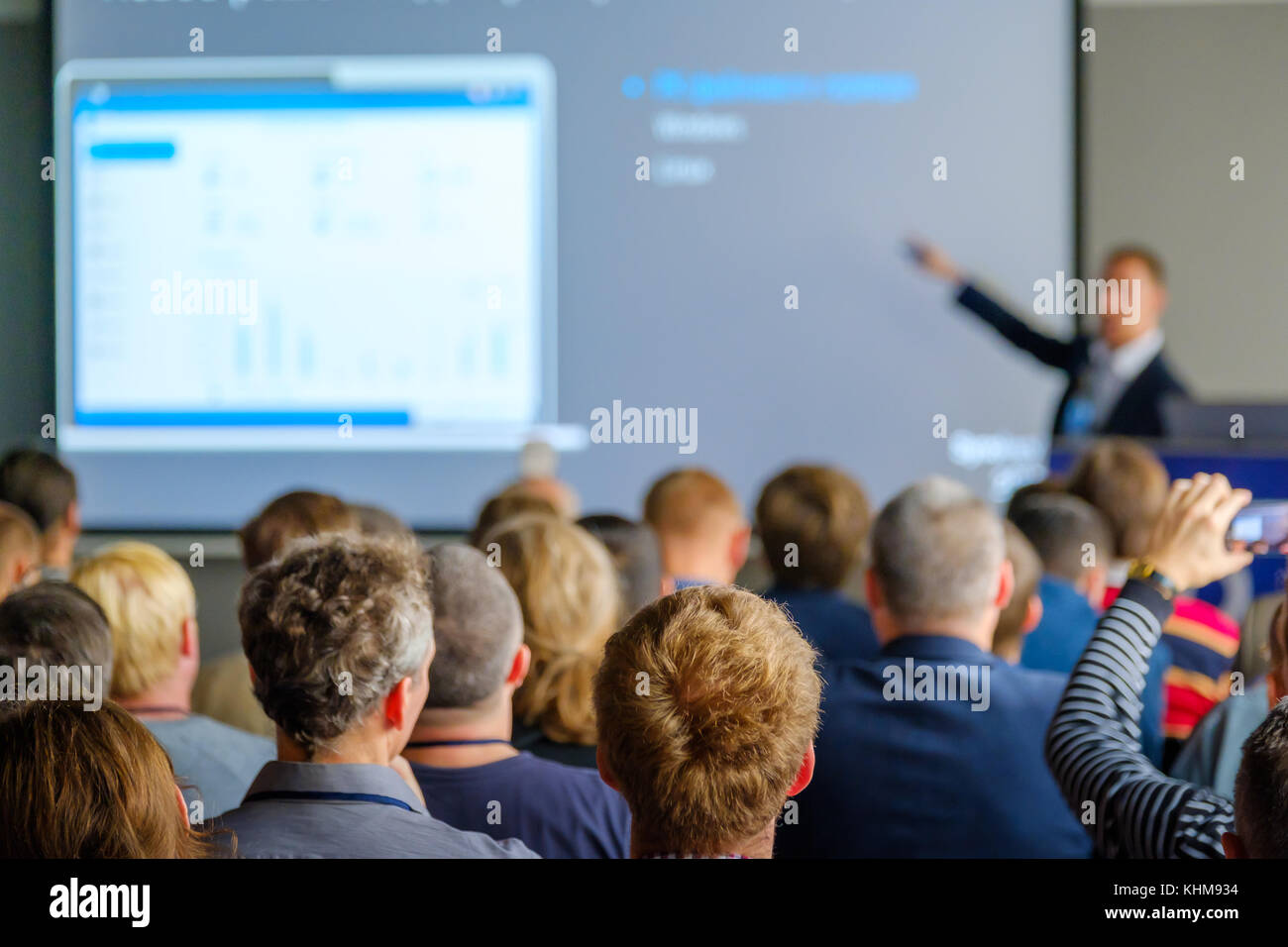 Audience listens to the lecturer Stock Photo - Alamy