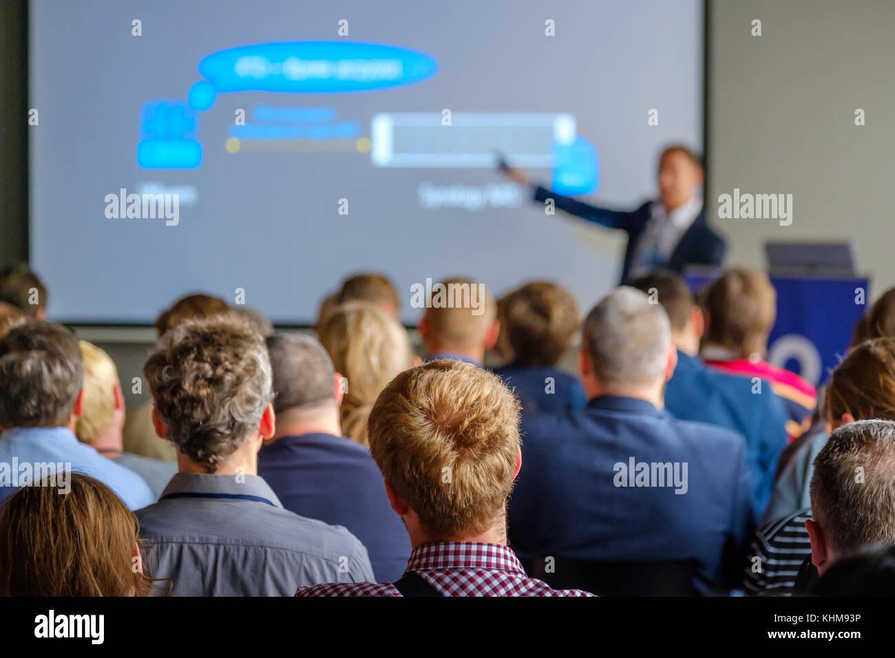 Audience listens to the lecturer Stock Photo - Alamy