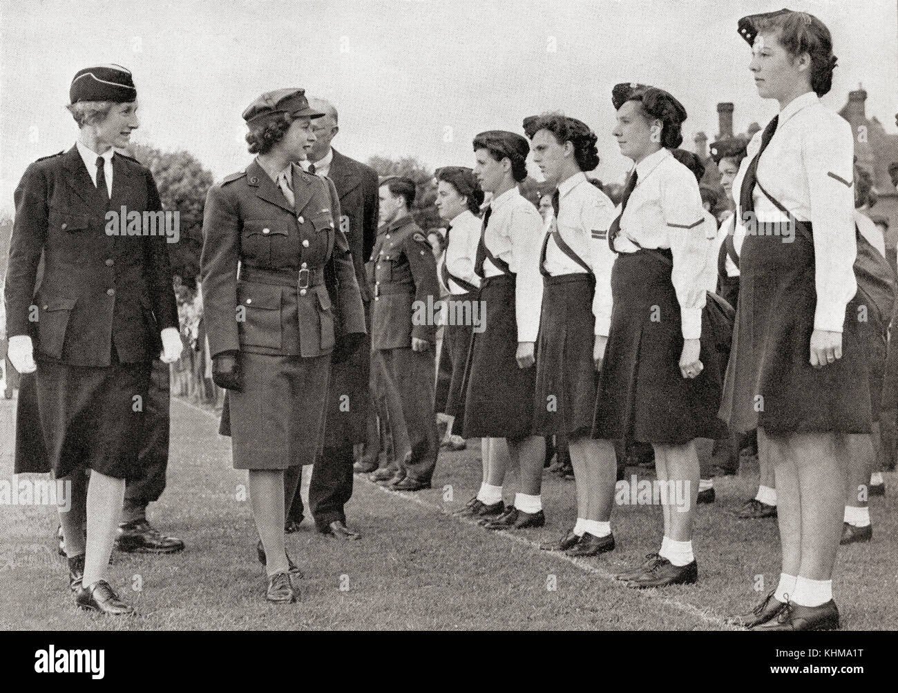 Princess Elizabeth inspecting the Girls' Training Corps, 1945. Princess ...