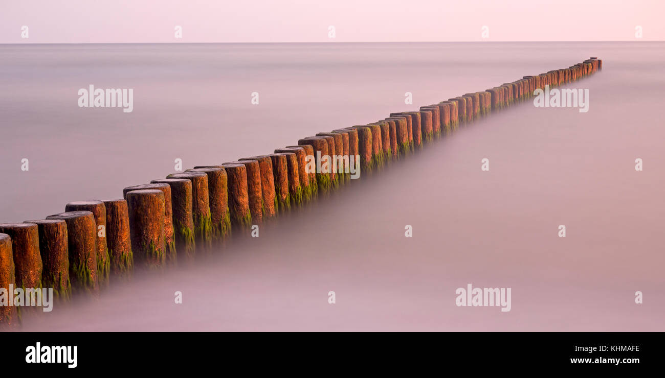 Groynes on the Baltic Coast, Mecklenburg-West Pomerania, Fishland-Darß-Zingst, Germany, Europe Stock Photo