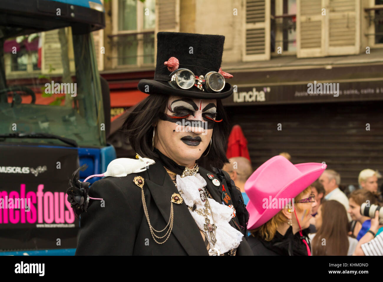 The participant of Gay pride parade in Paris, France. Stock Photo
