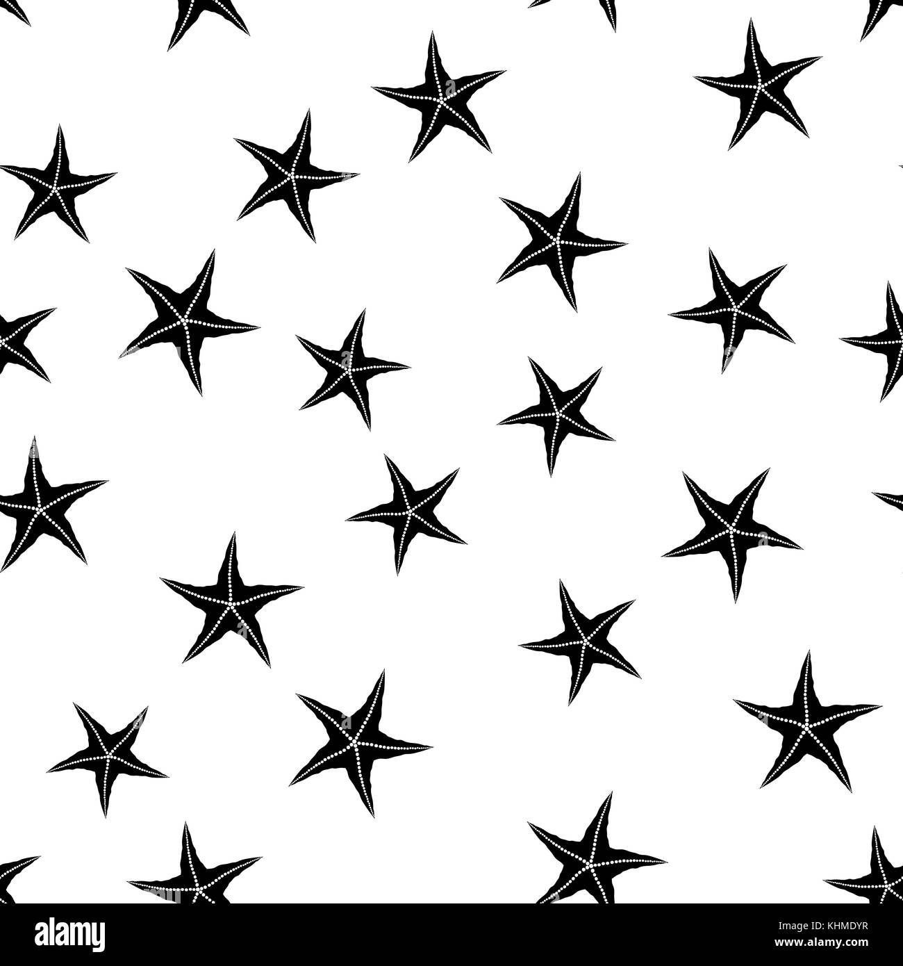 Starfish Silhouette Seamless Pattern on White Background Stock Vector ...
