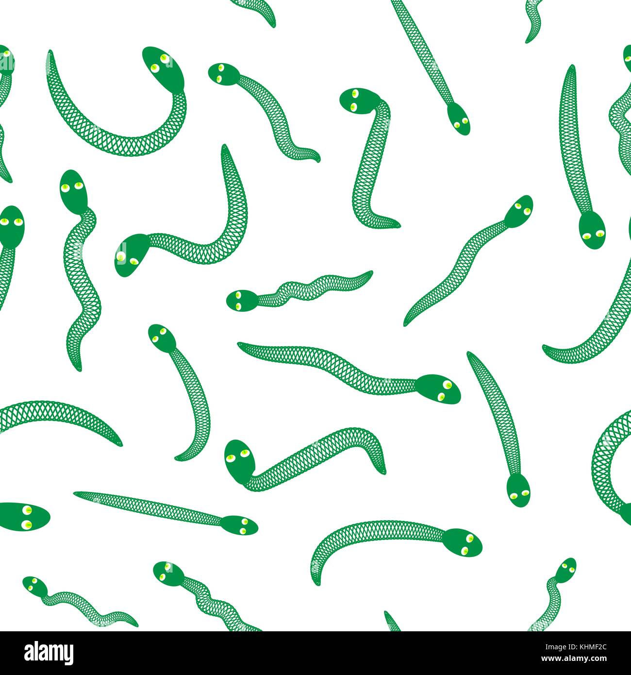 Green Snake Seamless Background. Animal Pattern. Attack Crawling  Danger Predator Stock Vector