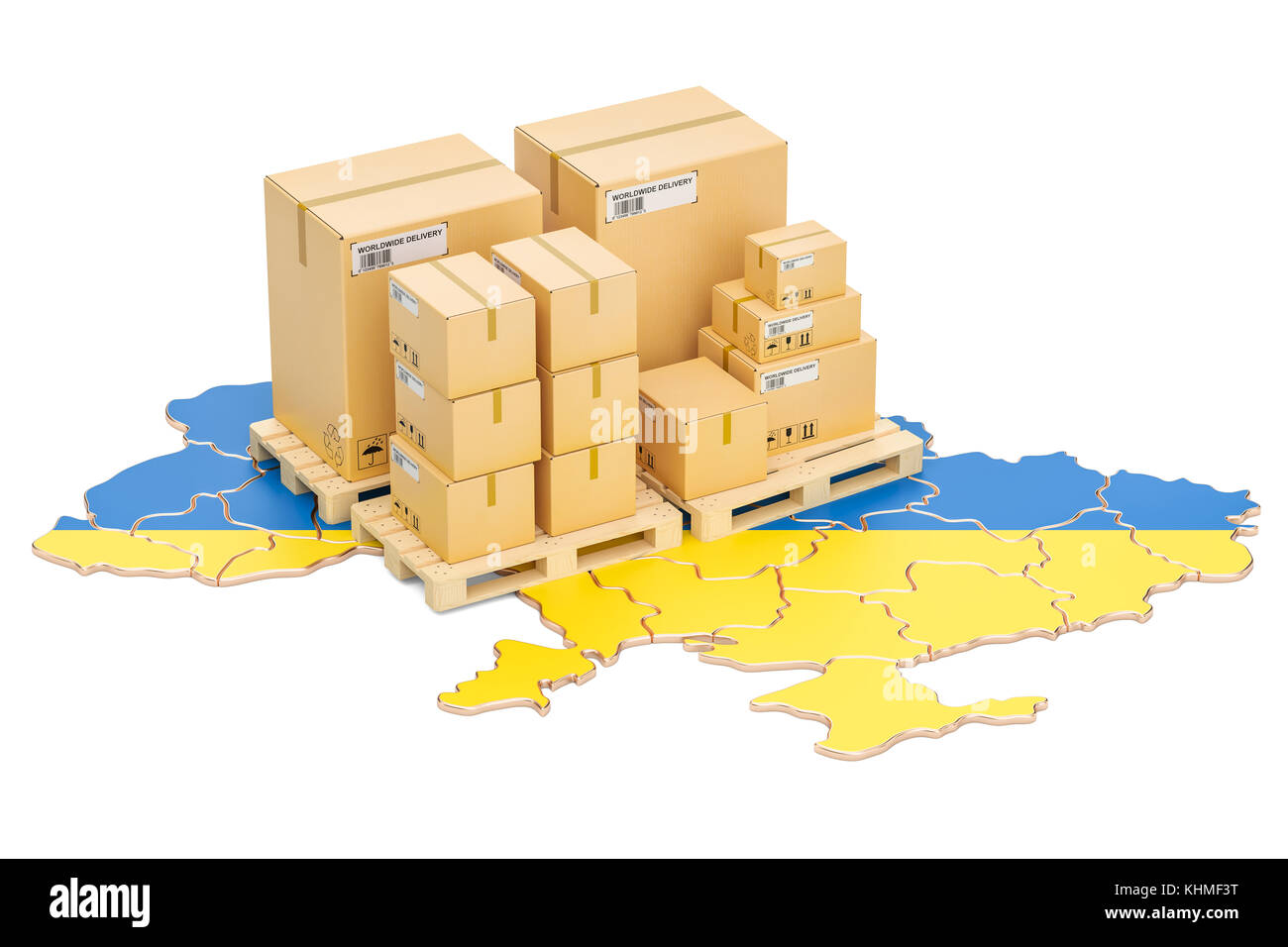 Shipping and Delivery from Ukraine isolated on white background Stock