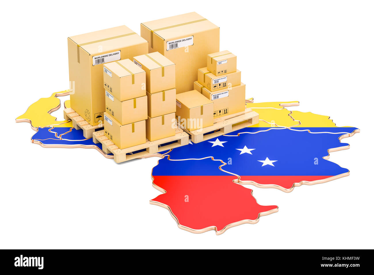 Shipping and Delivery from Venezuela isolated on white background Stock