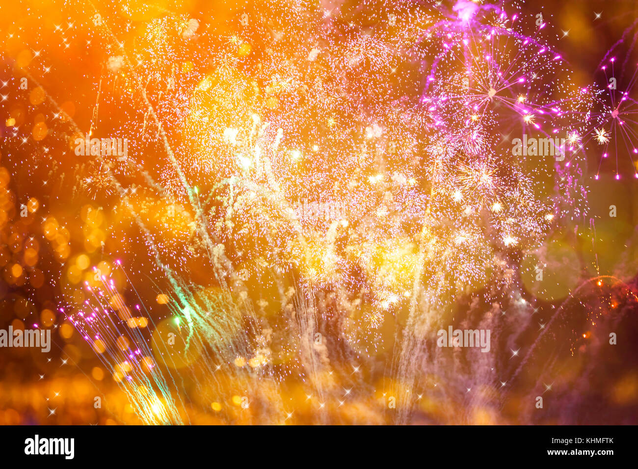Fireworks at New Year and copy space - abstract holiday background ...