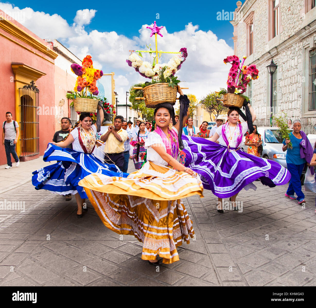 OAXACA, MEXICO-DEC 10, 2015: Beautiful lady celebrating Day of the Virgin of Guadalupe (Dia de la Virgen de Guadalupe) on Dec 10, 2015 . Oaxaca, Mexic Stock Photo