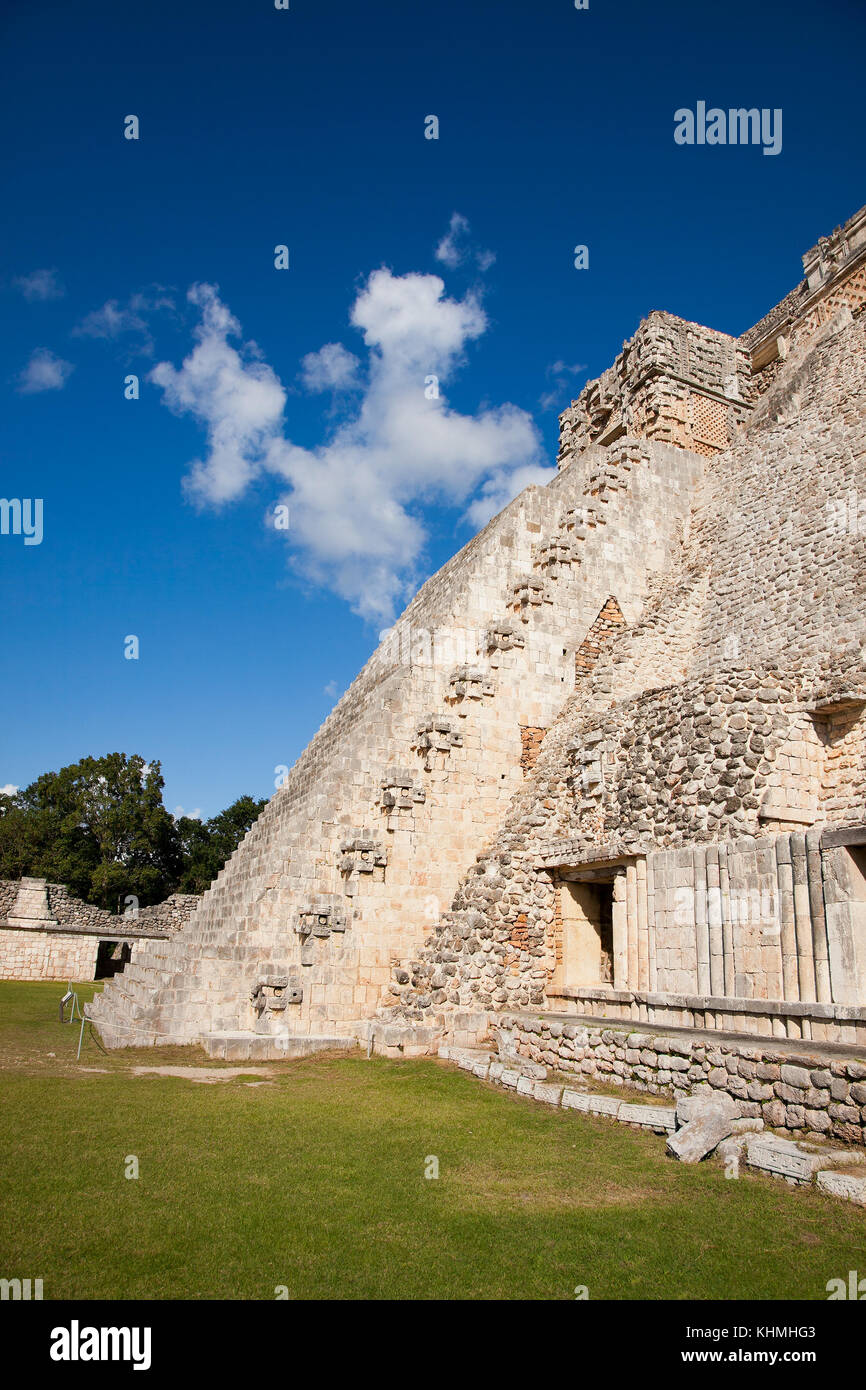 Pyramid of the Magician (Piramide del adivino) in ancient Mayan city Uxmal, Mexico Stock Photo