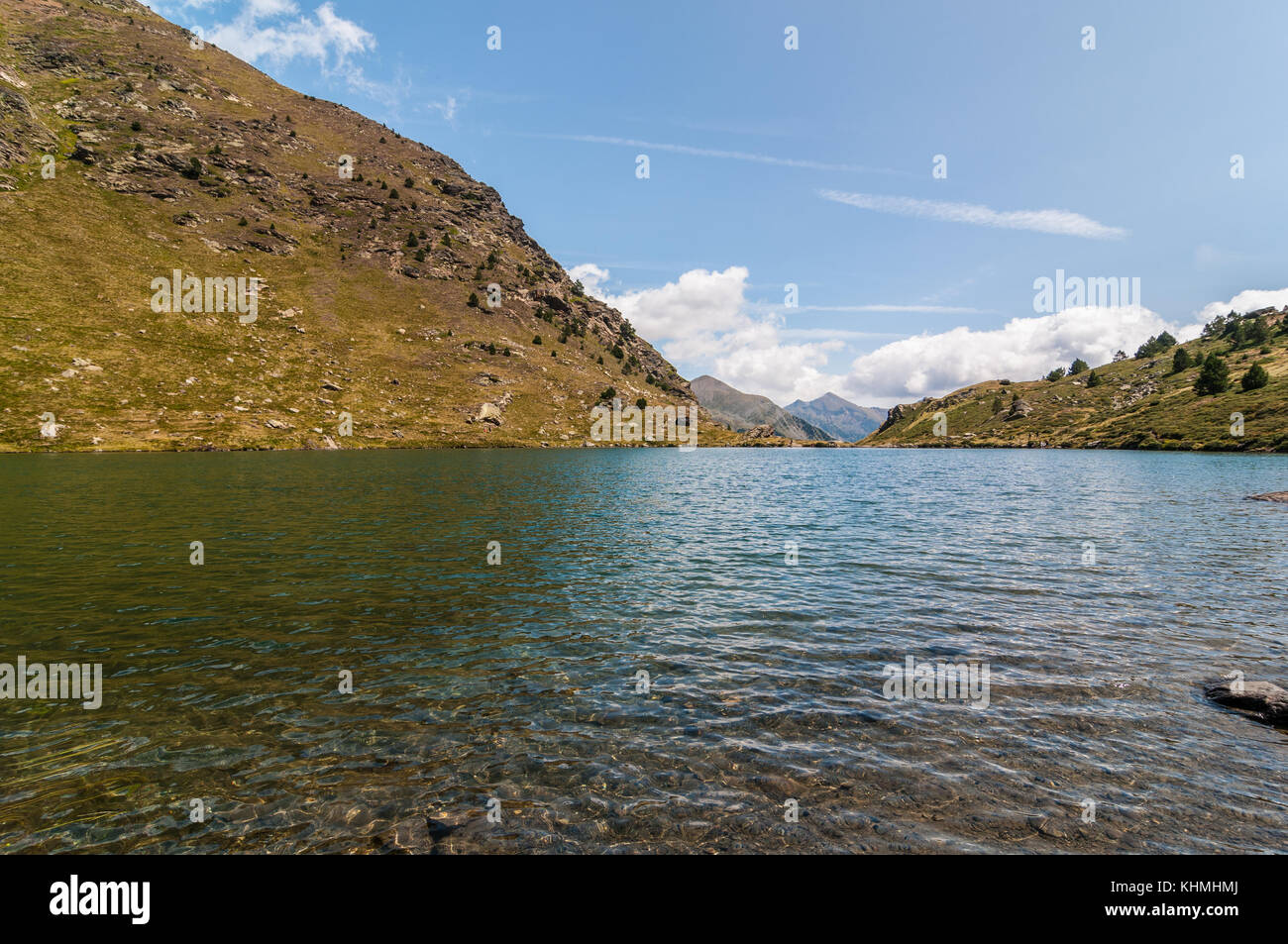 view of high mountain lake called 'Estany primer' near Ordino, Tristaina, Andorra Stock Photo