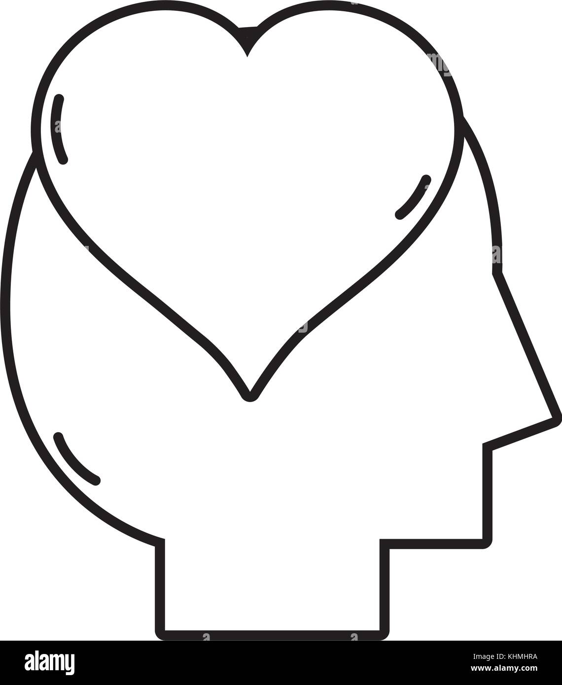 line silhouette man with heart love design inside vector illustration ...