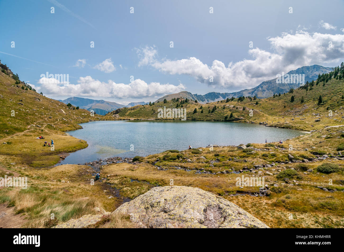 view of high mountain lake called 'Estany primer' near Ordino, Tristaina, Andorra Stock Photo
