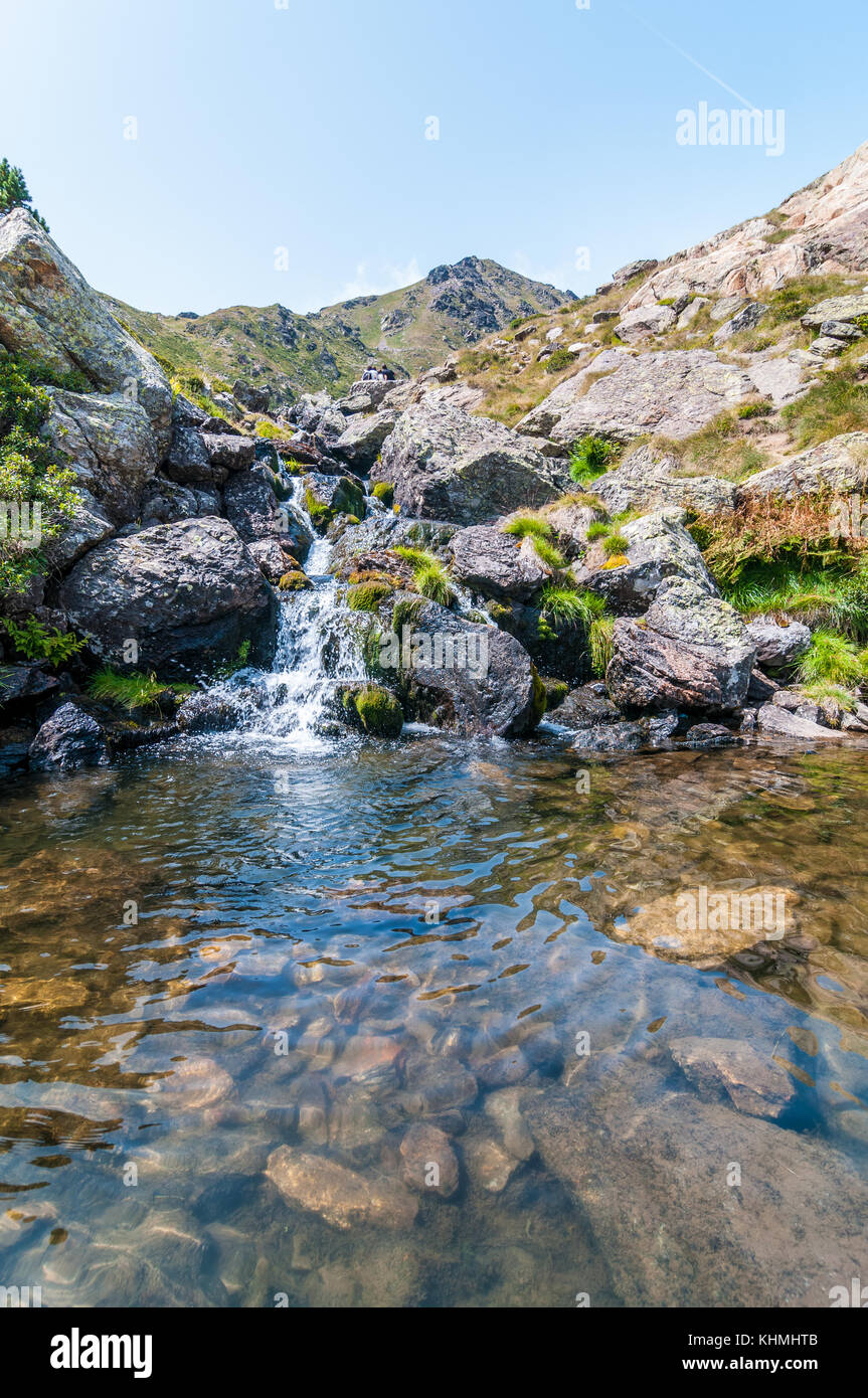 river and little river pool near Ordino, Andorra Stock Photo