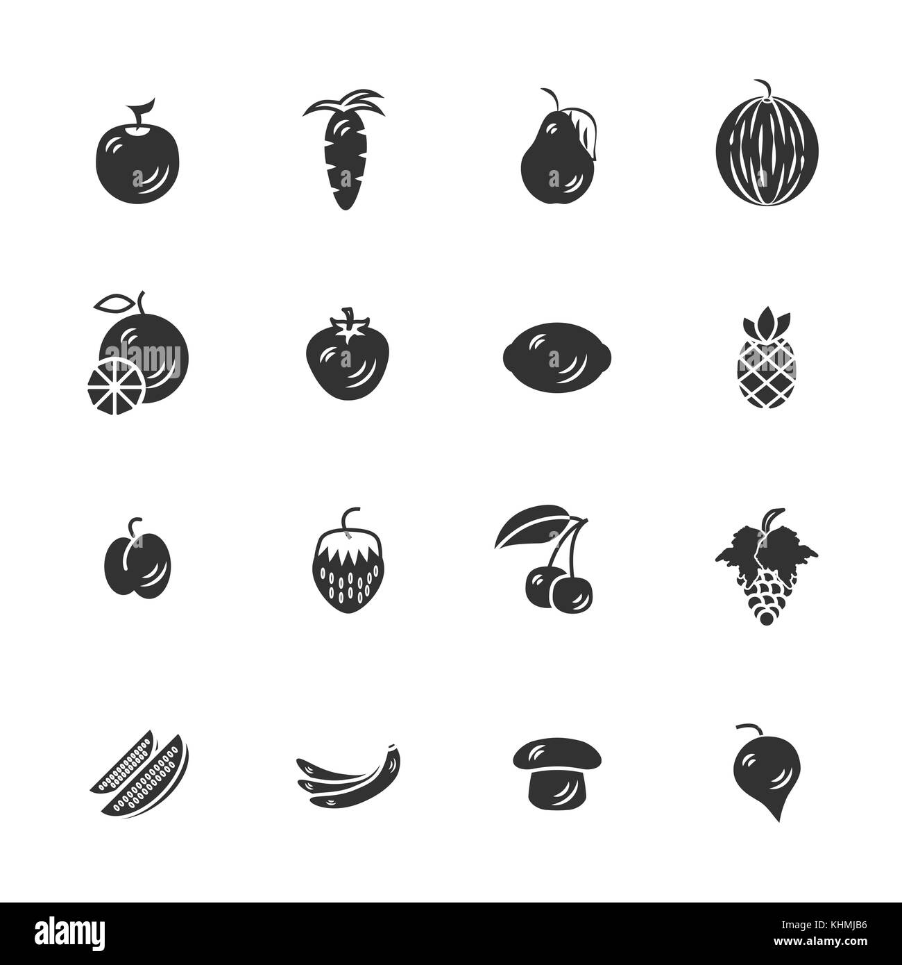 Fruits and vegetables icon set Stock Vector Image & Art - Alamy