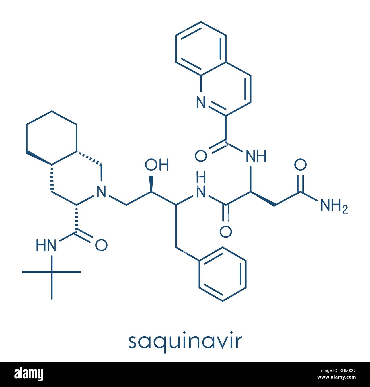 Saquinavir HIV drug molecule. Skeletal formula. Stock Vector