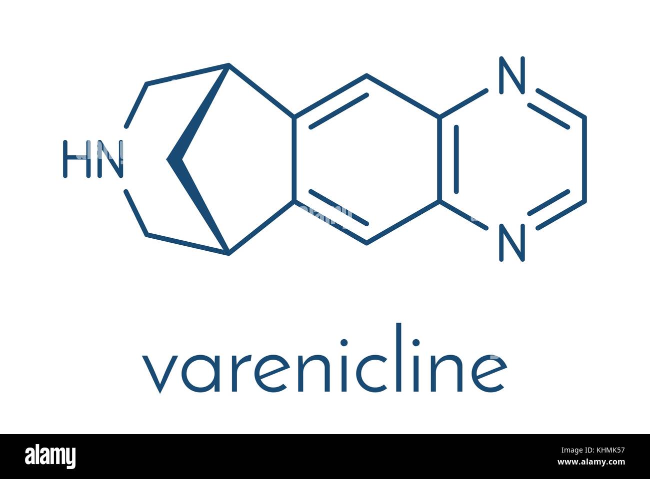 Varenicline smoking cessation drug molecule. Skeletal formula Stock