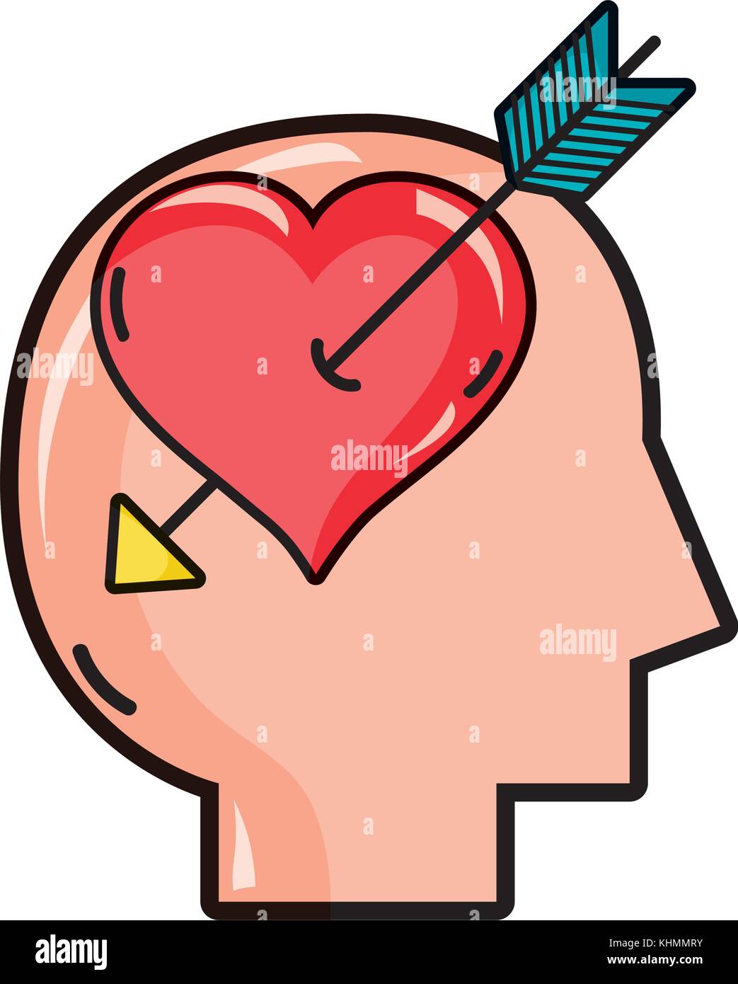 silhouette man with arrow inside heart vector illustration Stock Vector ...