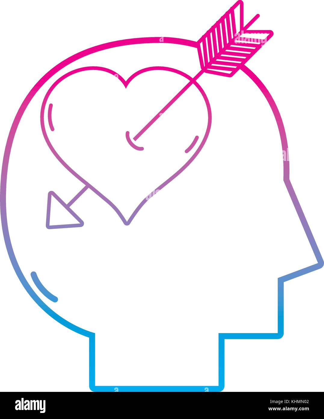 line silhouette man with arrow inside heart vector illustration Stock ...