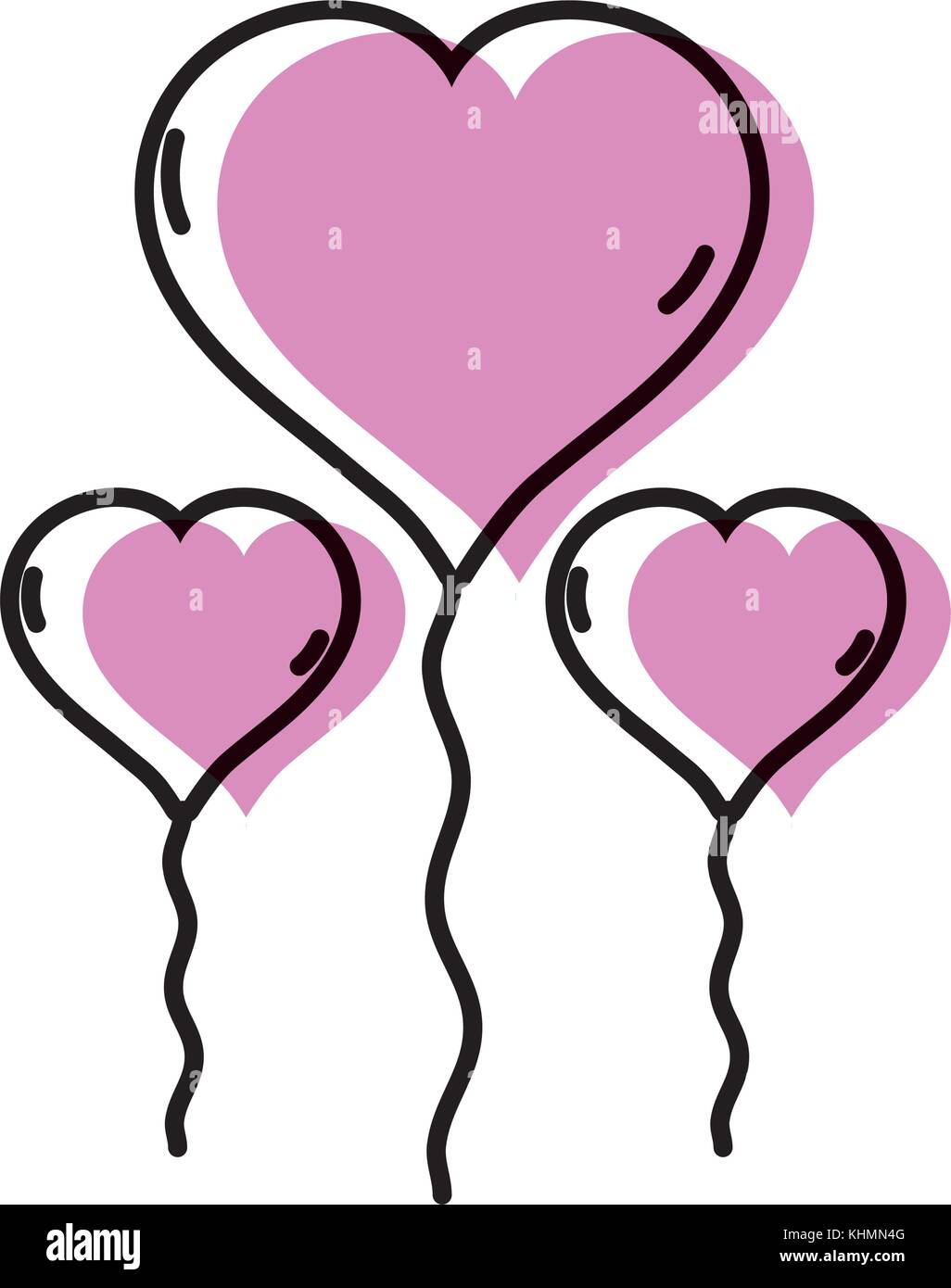 balloons to shape heart design decoration vector illustration Stock ...