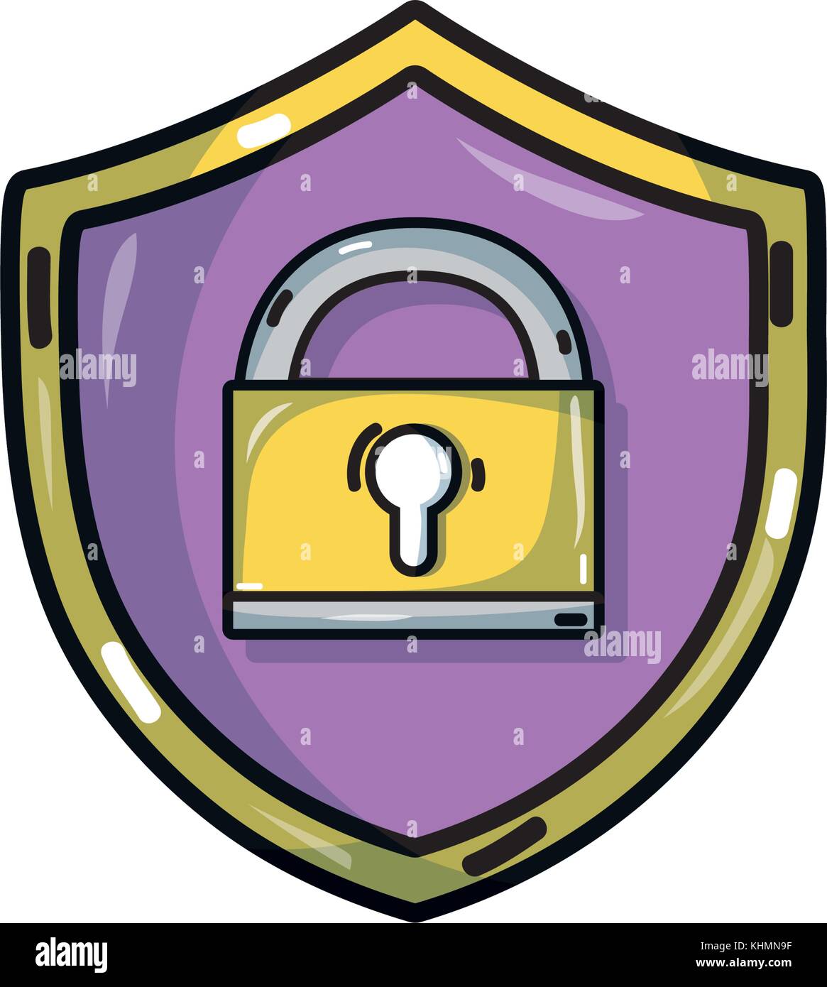 shield protection with padlock symbol security vector illustration ...