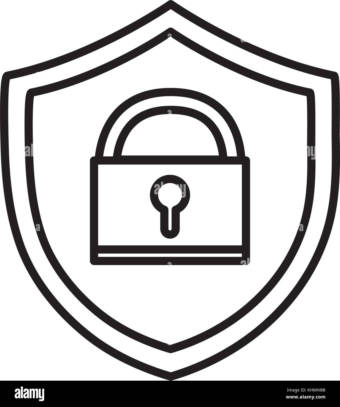 line shield protection with padlock symbol security vector illustration ...