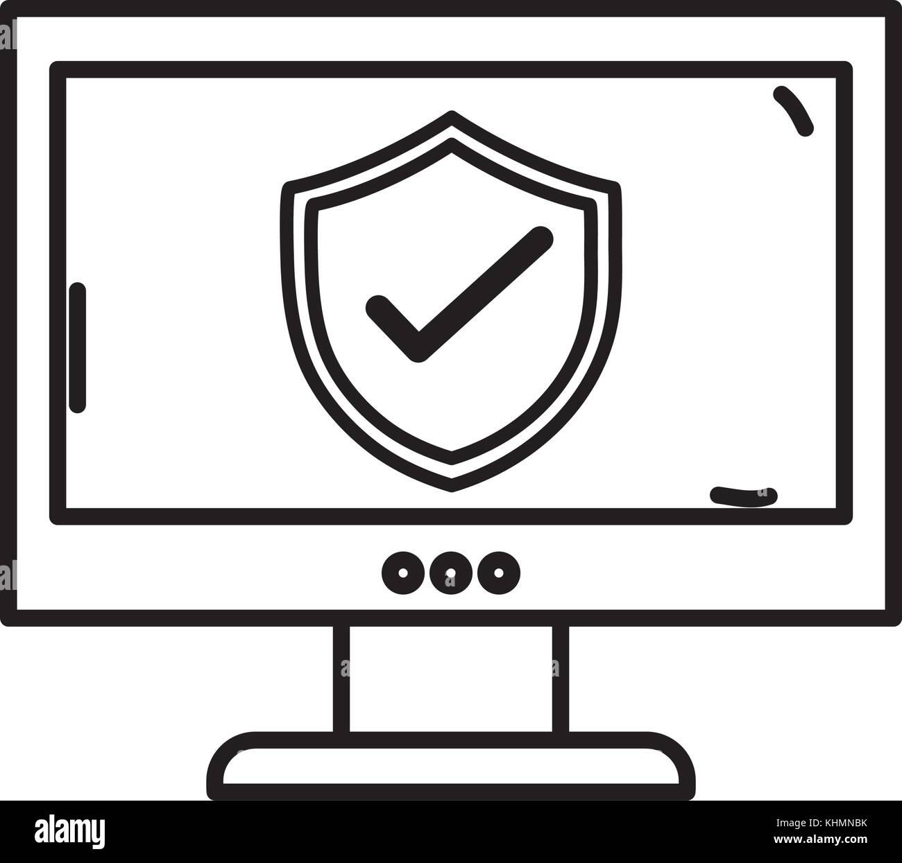 line shield security protection inside computer technology vector ...