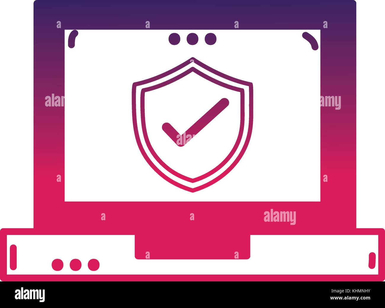 silhouette shield security protection inside laptop technology vector ...