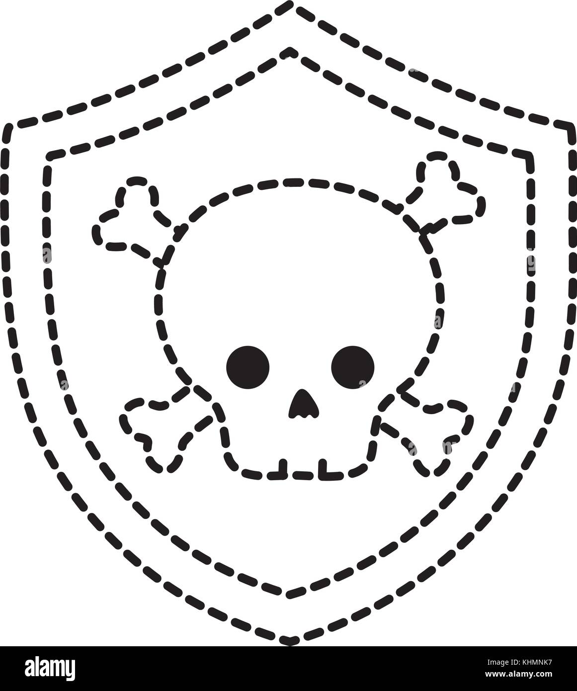 dotted shape security shield with dangerous skull bones inside vector ...
