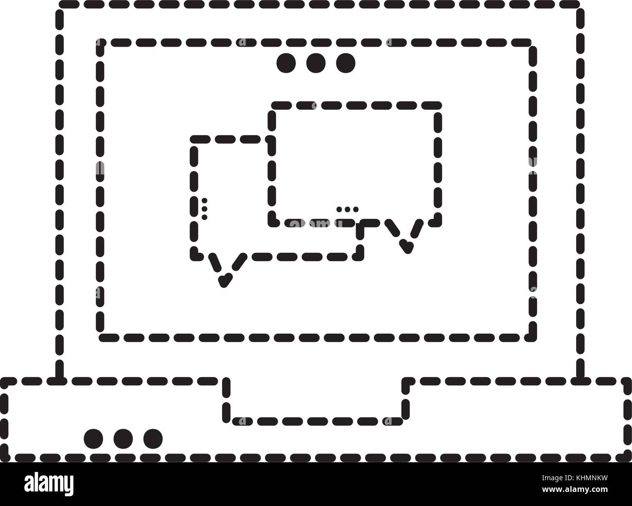 dotted shape chat bubble message inside laptop technology vector ...