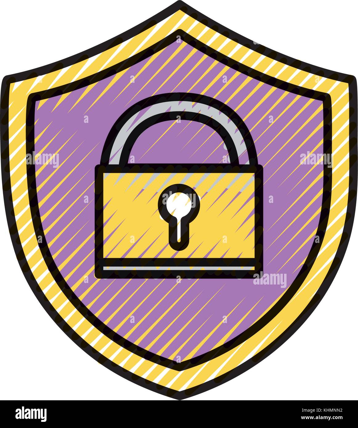 grated shield protection with padlock symbol security vector ...
