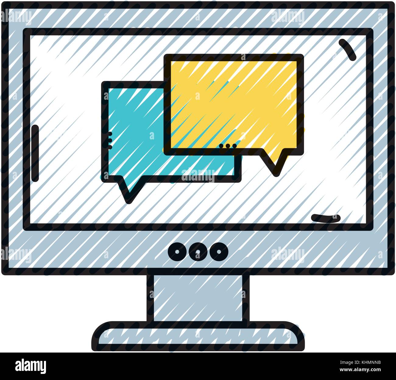 grated chat bubble message inside computer technology vector ...