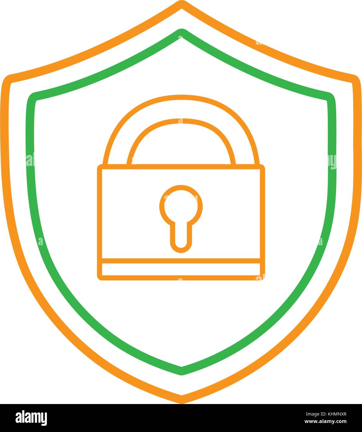 line shield protection with padlock symbol security vector illustration ...