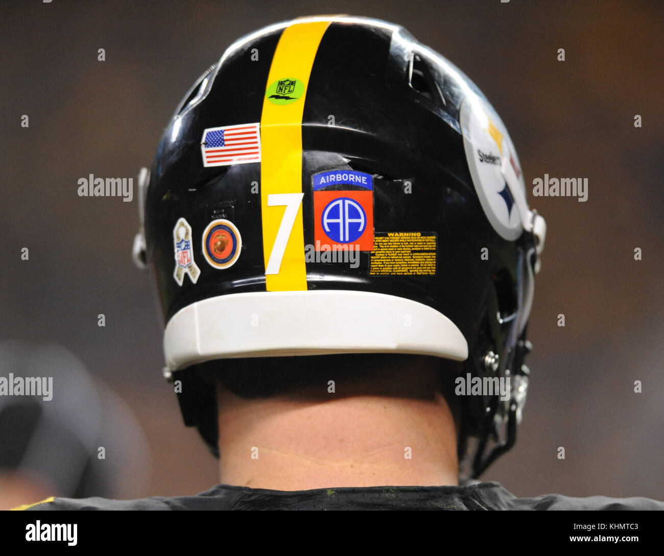 Nov 16th, 2017: Helmet of Steelers Ben Roethlisberger #7 during