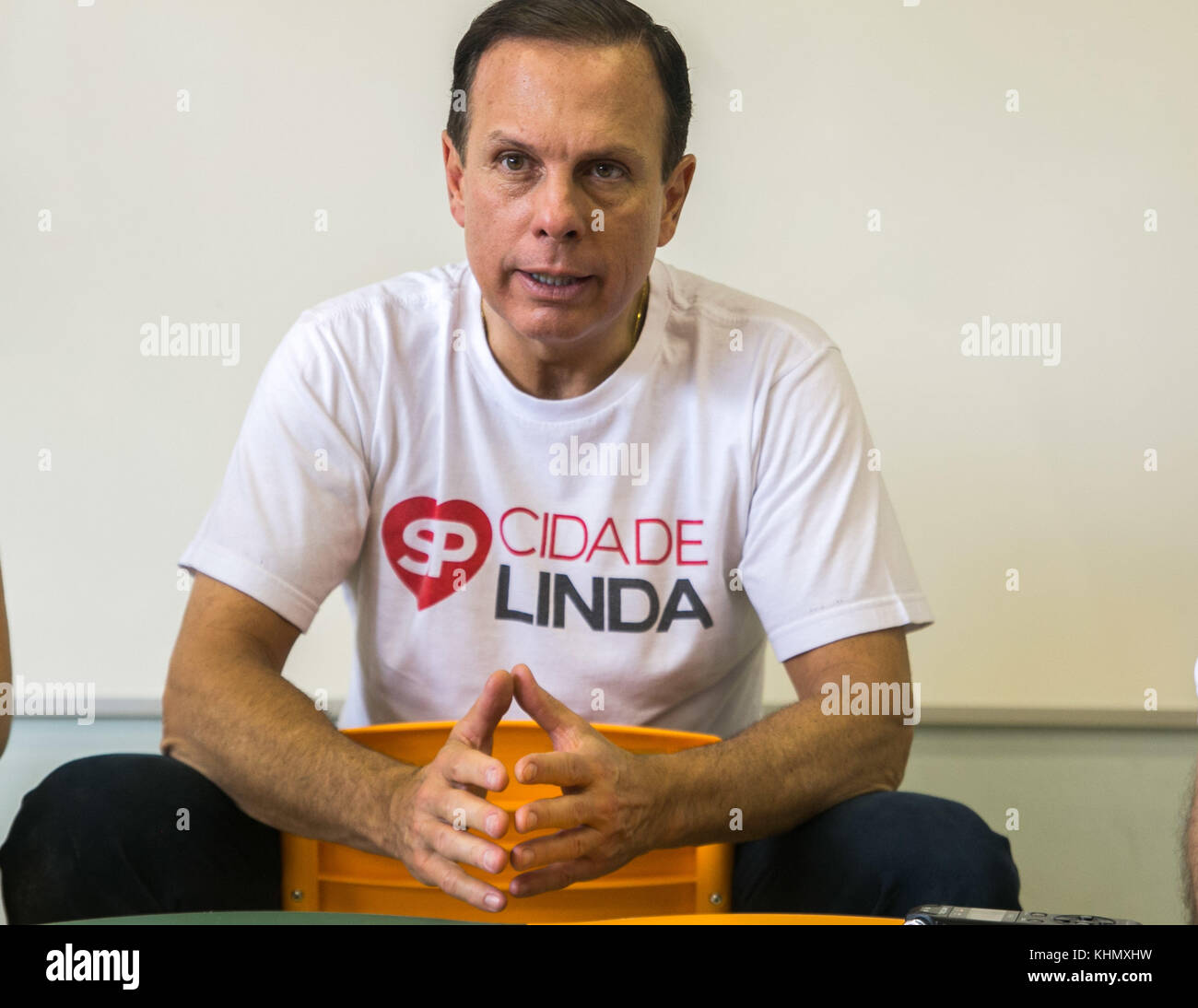 SÃO PAULO, SP - 18.11.2017: DORIA INAUGURA CEI EM GUARAPIRANGA SP - Mayor João Doria (PSDB) inaugurated a new Guarapiranga I Early Childhood Education Center (CEI) in the Guarapiranga region, south of the city of São Paulo, this Saturday (18). The new CEI has 9 classrooms and a park, as well as a toy library, equipped kitchen and dining room, where 5 daily meals will be served coffee and morning snack, lunch, afternoon coffee and dinner. The total investment was 9.5 million, the unit has 1010.55 square meters being 490.20 meters built. (Photo: Tom Vieira Freitas/Fotoarena) Stock Photo