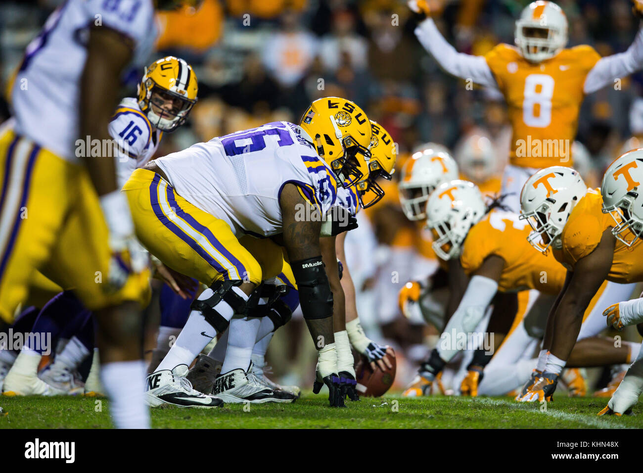November 18, 2017 LSU Tigers offensive line during the NCAA football