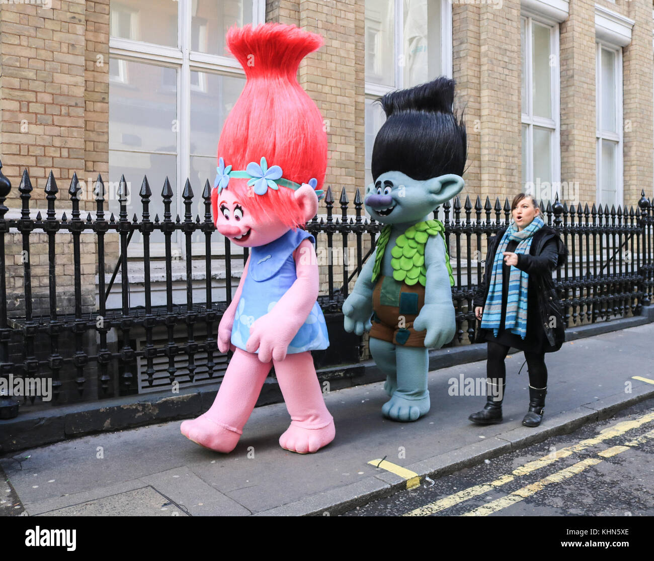 London, UK. 20 November 2016. Giant inflatable Bing with his Hoppity Voosh  toy. The 2016 Hamleys Christmas Toy Parade takes place along Regent Street,  which went traffic-free for the day. The parade