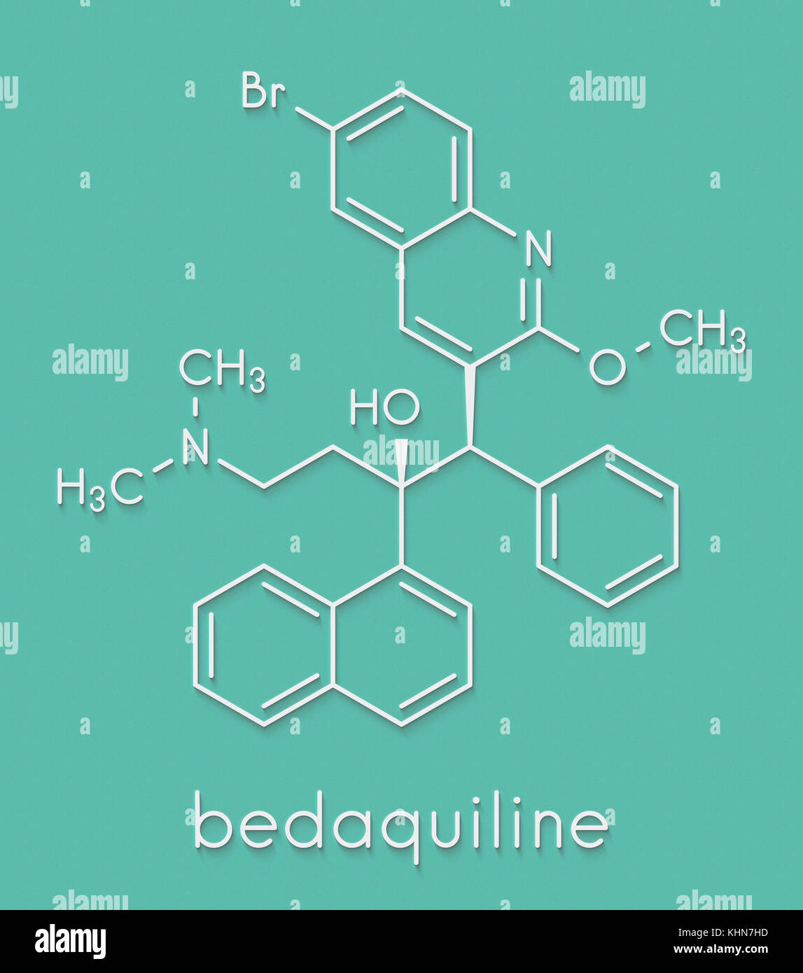 Bedaquiline tuberculosis drug. Diarylquinoline antibacterial used in treatment of mycobacterium tuberculosis infections. Skeletal formula. Stock Photo