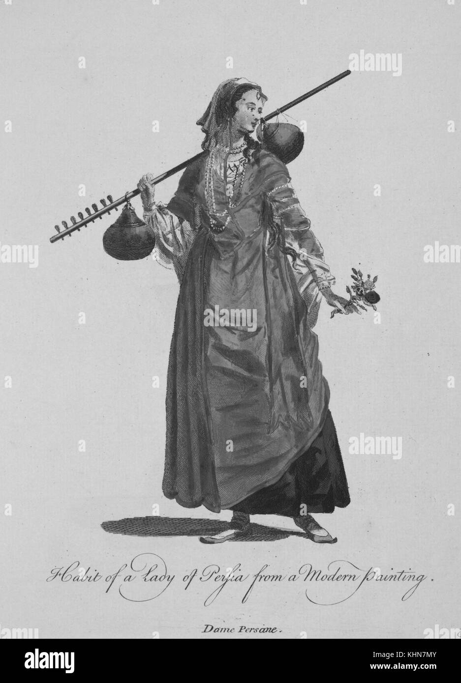 Habit of a lady of Persia from a modern painting, Dame Persiane, 1764. From the New York Public Library. Stock Photo