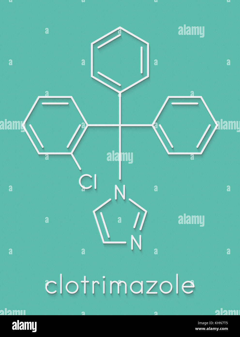 Clotrimazole antifungal drug molecule. Used in treatment of athlete's ...