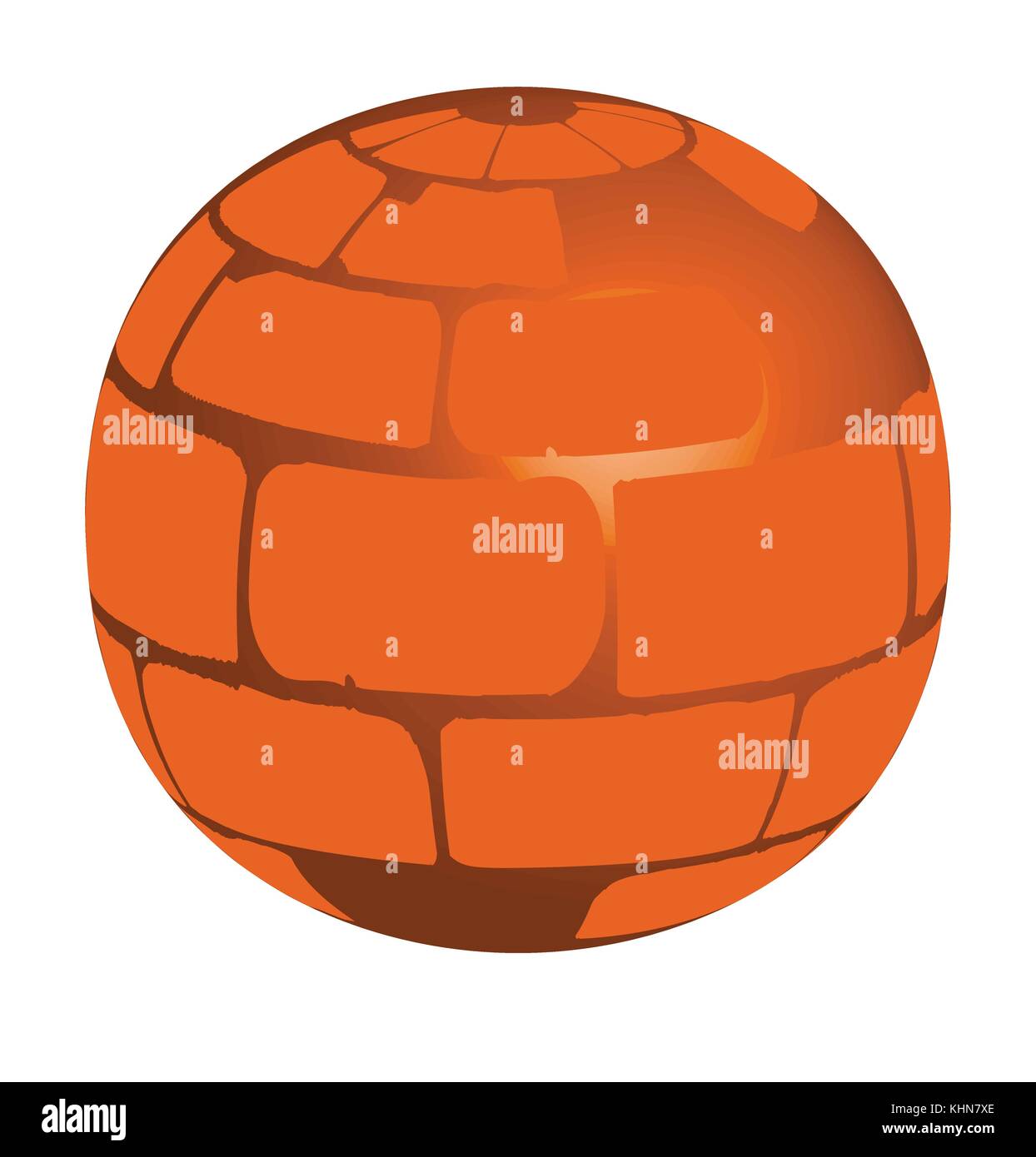 A sphere created from old house bricks set against a white wall. Stock Vector