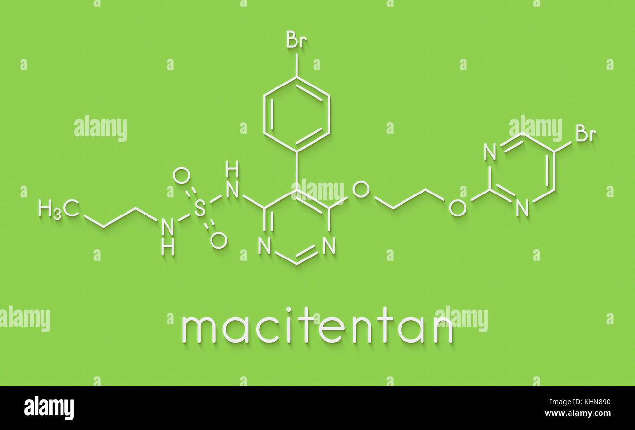 Macitentan pulmonary arterial hypertension drug molecule. Belongs to Endothelin Receptor Antagonist class. Skeletal formula. Stock Photo