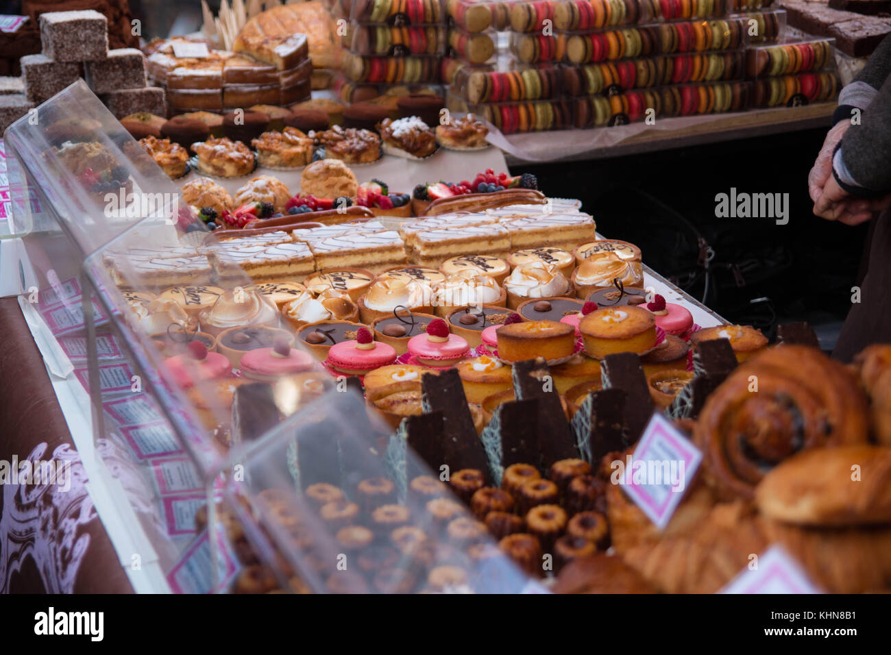 Pastries on sale at Borough Market, London Stock Photo