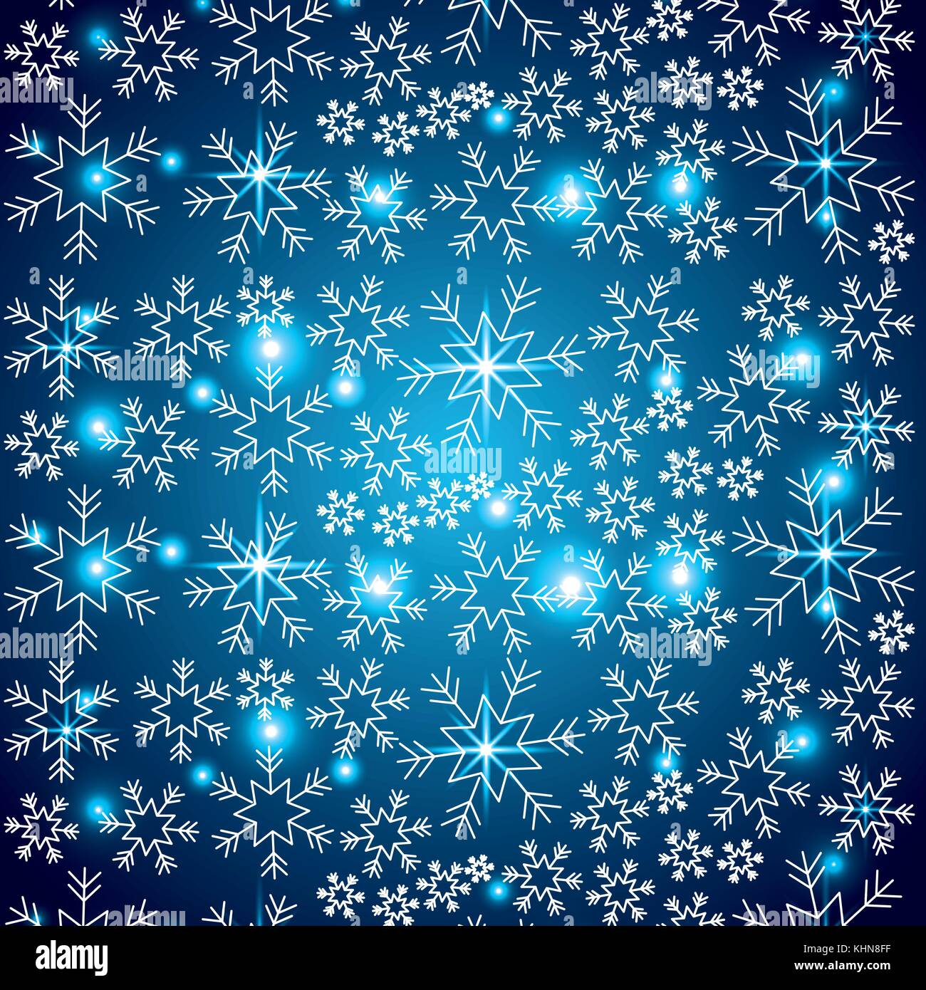 blue elegant christmas background with snowflakes abstract lights Stock ...